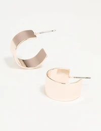 Rose Gold Thick Flat Small Hoop Earrings