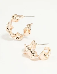 Rose Gold Organic Twisted Hoop Earrings