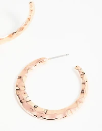 Rose Gold Molten Thin Hoop Earrings