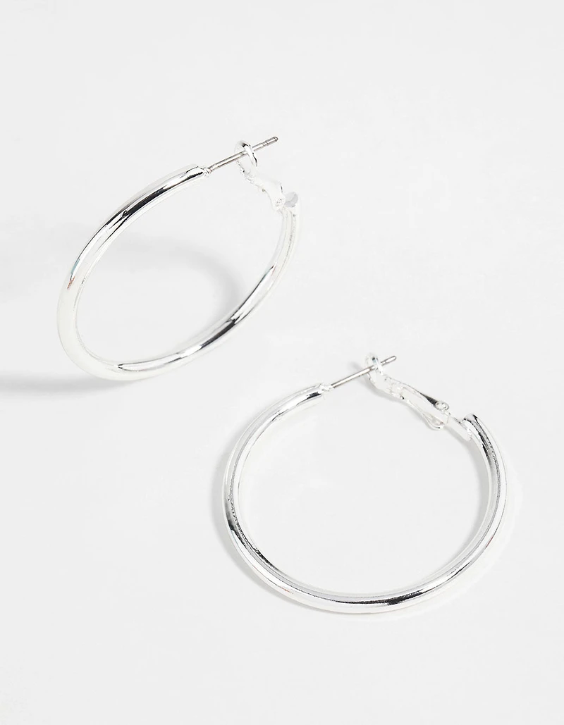 Silver Narrow Hinged Hoop Earrings