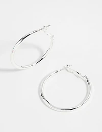 Silver Narrow Hinged Hoop Earrings