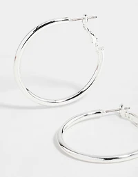 Silver Narrow Hinged Hoop Earrings