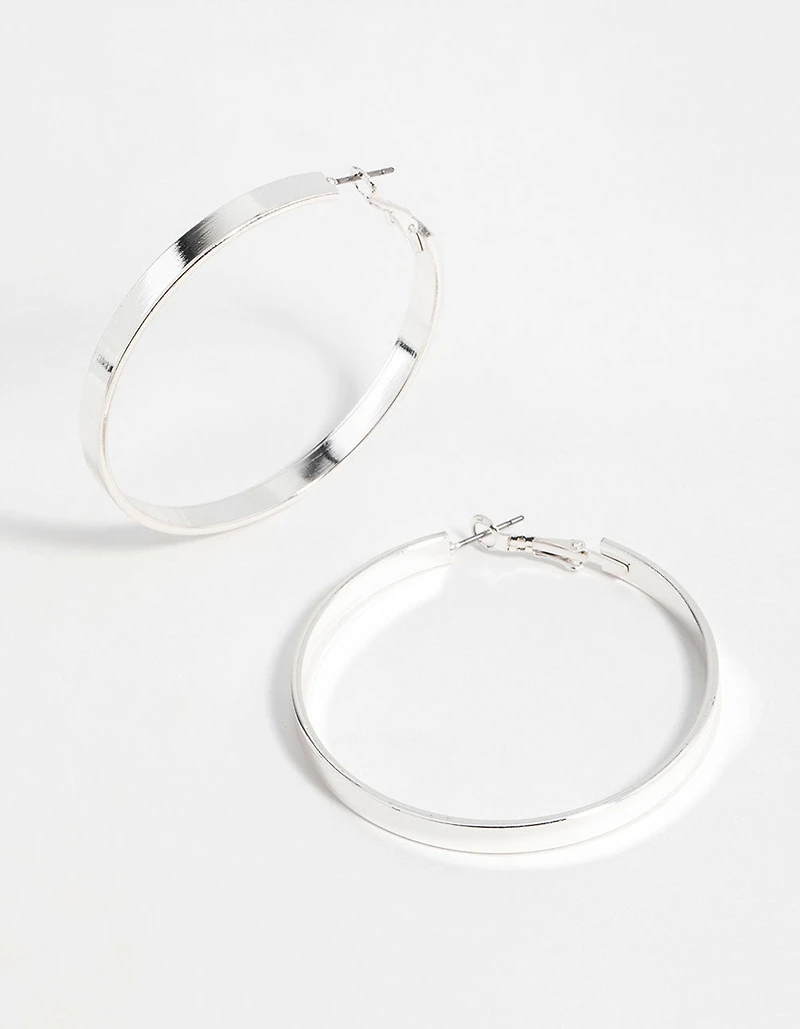 Silver Textured Hoop Earrings
