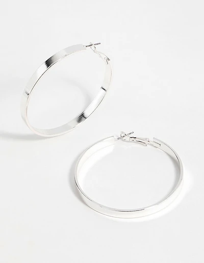 Silver Textured Hoop Earrings