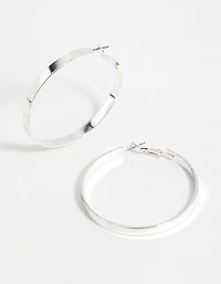 Silver Textured Hoop Earrings