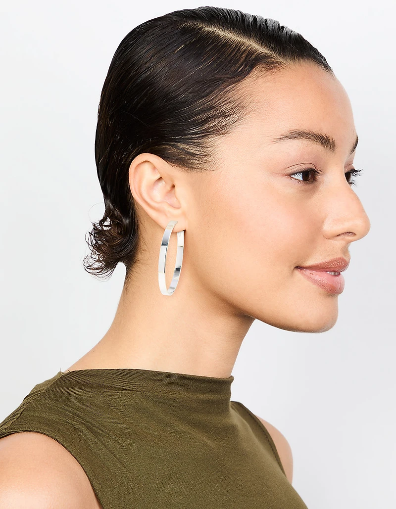 Silver Textured Hoop Earrings