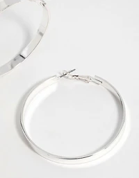 Silver Textured Hoop Earrings