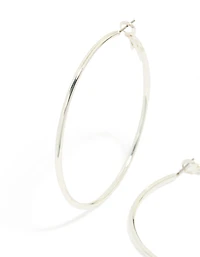 Silver Plain Thin Hoop Earrings