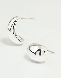 Silver Chubby Huggie Earrings
