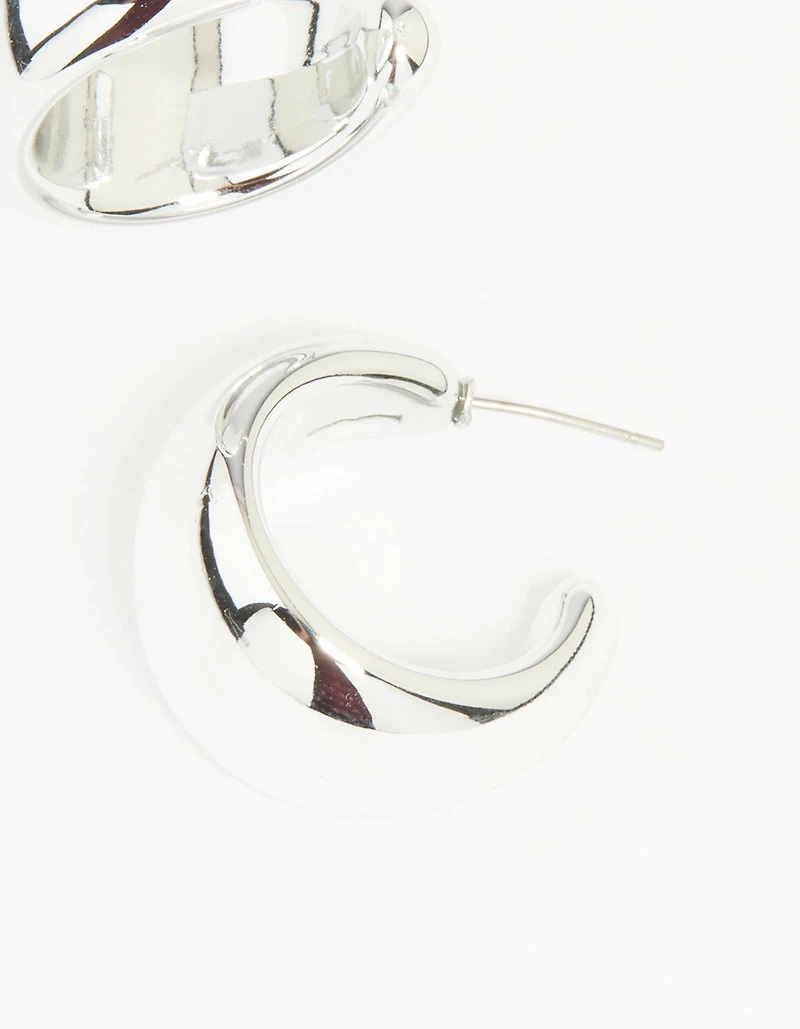 Silver Chunky Bubble Teardrop Hoop Earrings