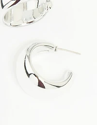 Silver Chunky Bubble Teardrop Hoop Earrings