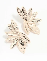 Rose Gold Half Flower Seven Petal Stud Earrings