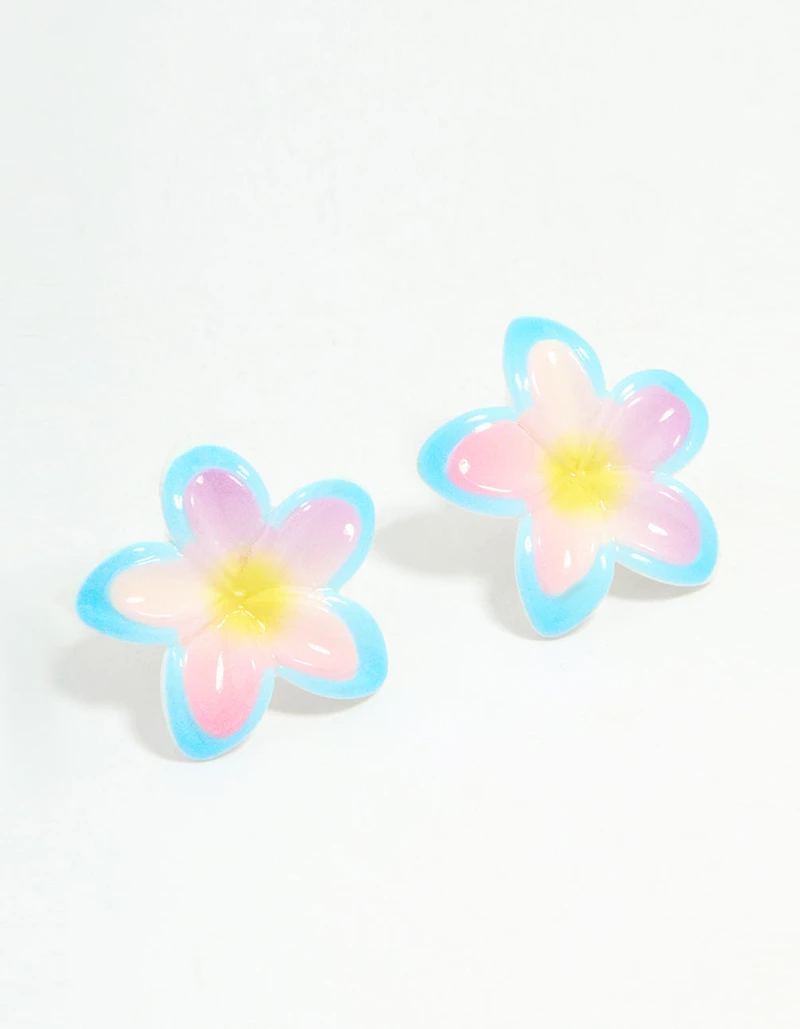 Pastel Acrylic Frangipani Stud Earrings