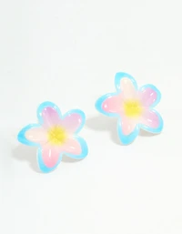 Pastel Acrylic Frangipani Stud Earrings