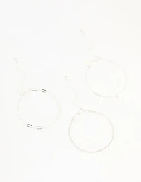 Silver Diamante Chain & Butterfly Bracelets 3-Pack