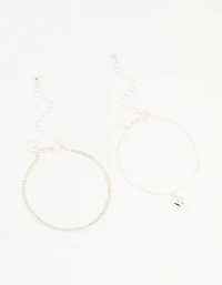 Silver Diamante Tennis Bracelet & Heart Bracelet 2-Pack
