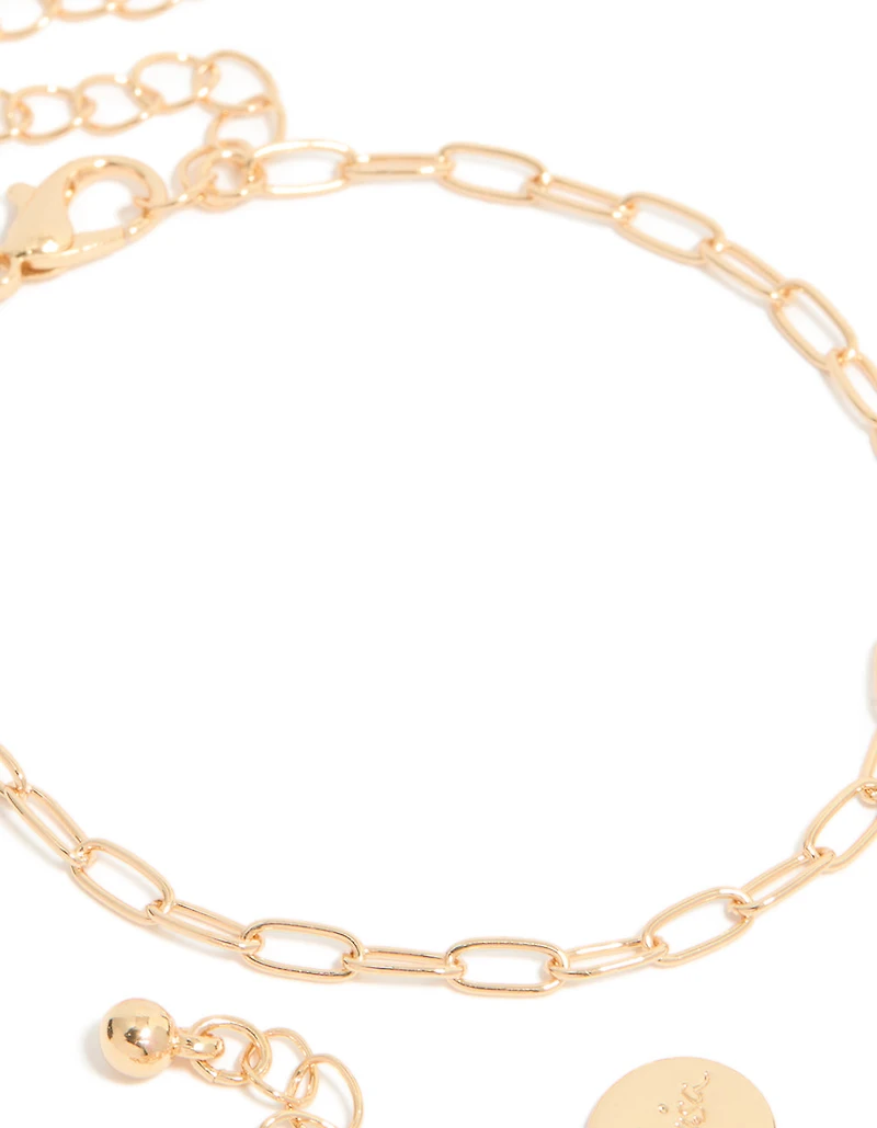 Gold Diamante Circle & Chain Bracelets 3-Pack