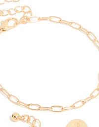 Gold Diamante Circle & Chain Bracelets 3-Pack
