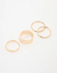 Gold Thick & Thin Cigar Stacking Rings 4-Pack