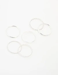 Silver Thin Twisted Stacking Rings 6-Pack