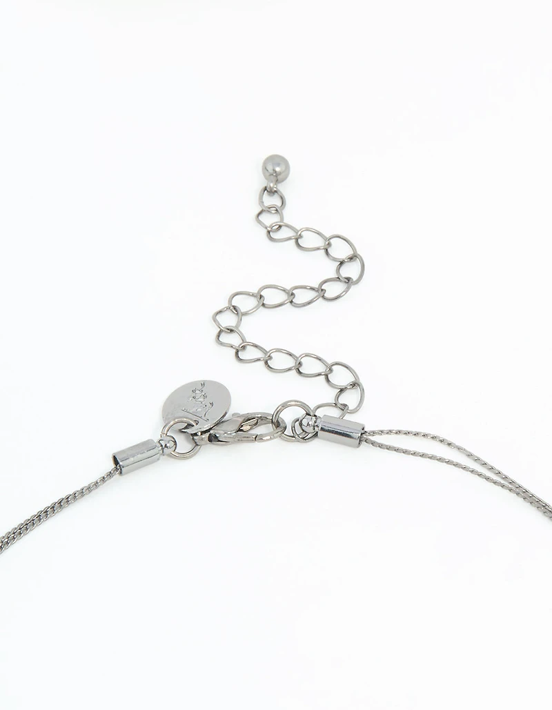 Gunmetal Blue Circle Layered Necklace