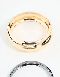 Mixed Metal Dark Blue Bangles 3-Pack