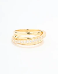 Gold Plated Cubic Zirconia Triple Layer Ring