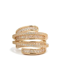 Gold Cubic Zirconia Molten Wrap Around Ring