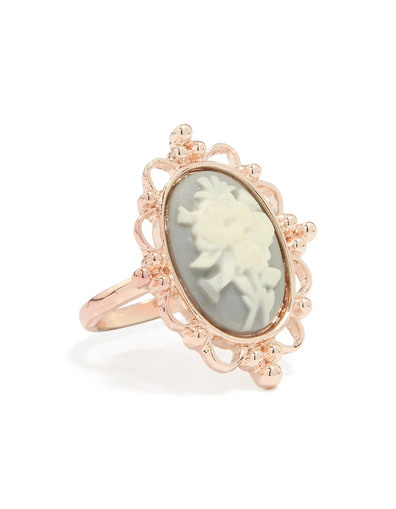 Bague camée en fleur d’or rose