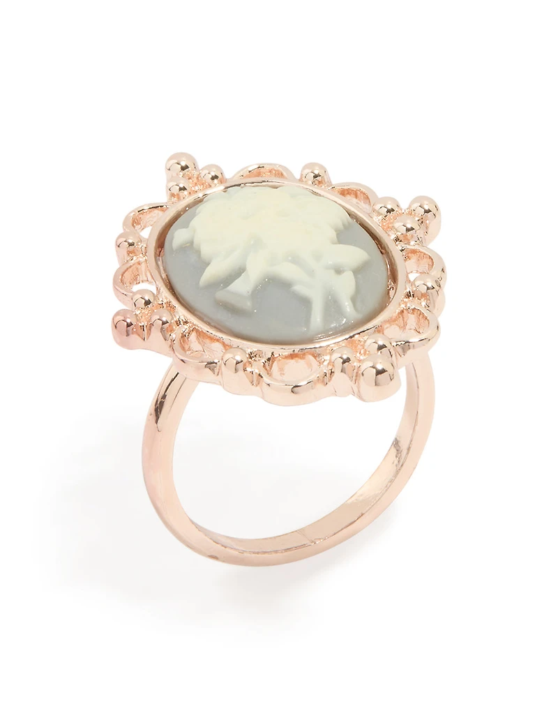 Rose Gold Flower Cameo Ring