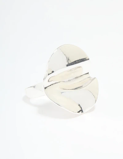 Silver Plated Textured Circle Ring
