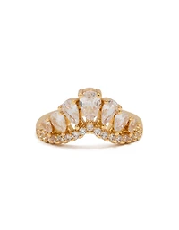 Bague poire cubique en zircone plaquée or coupe princesse