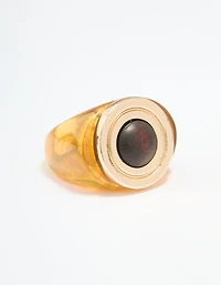 Gold Brown Stone Statement Ring