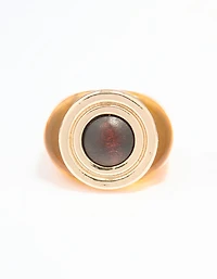 Gold Brown Stone Statement Ring