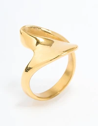 Waterproof Gold Plated Stainless Steel Open Swirl Ring