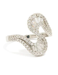 Silver Cubic Zirconia Swivel Statement Ring
