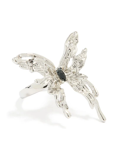 Silver Gothic Butterfly Ring