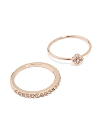 Rose Gold Cubic Zirconia Petal Rings 3-Pack