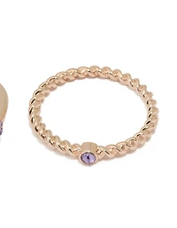 Rose Gold Purple Diamante Rings 3-Pack