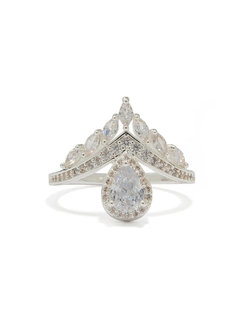 Silver Plated Princess Cut Cubic Zirconia Ring