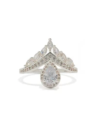 Silver Plated Princess Cut Cubic Zirconia Ring