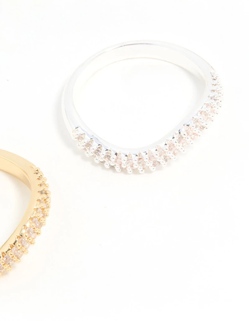 Mixed Metal Cubic Zirconia Rings 2-Pack