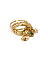 Waterproof Gold Plated Stainless Steel Charm Stacked Ring