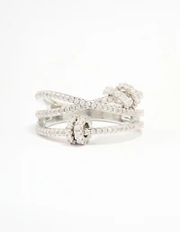 Silver Cubic Zirconia Rondell Stacked Ring