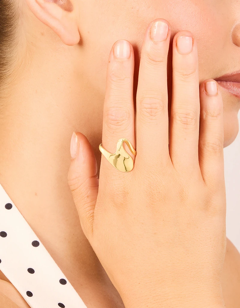 Waterproof Gold Plated Stainless Steel Open Swirl Ring