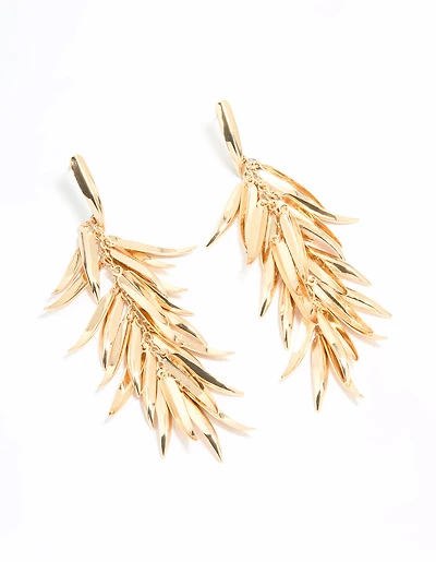 Gold Leaves Drop Earrings