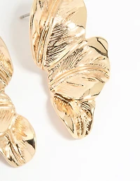 Gold Flower Petal Mini Stud Earrings
