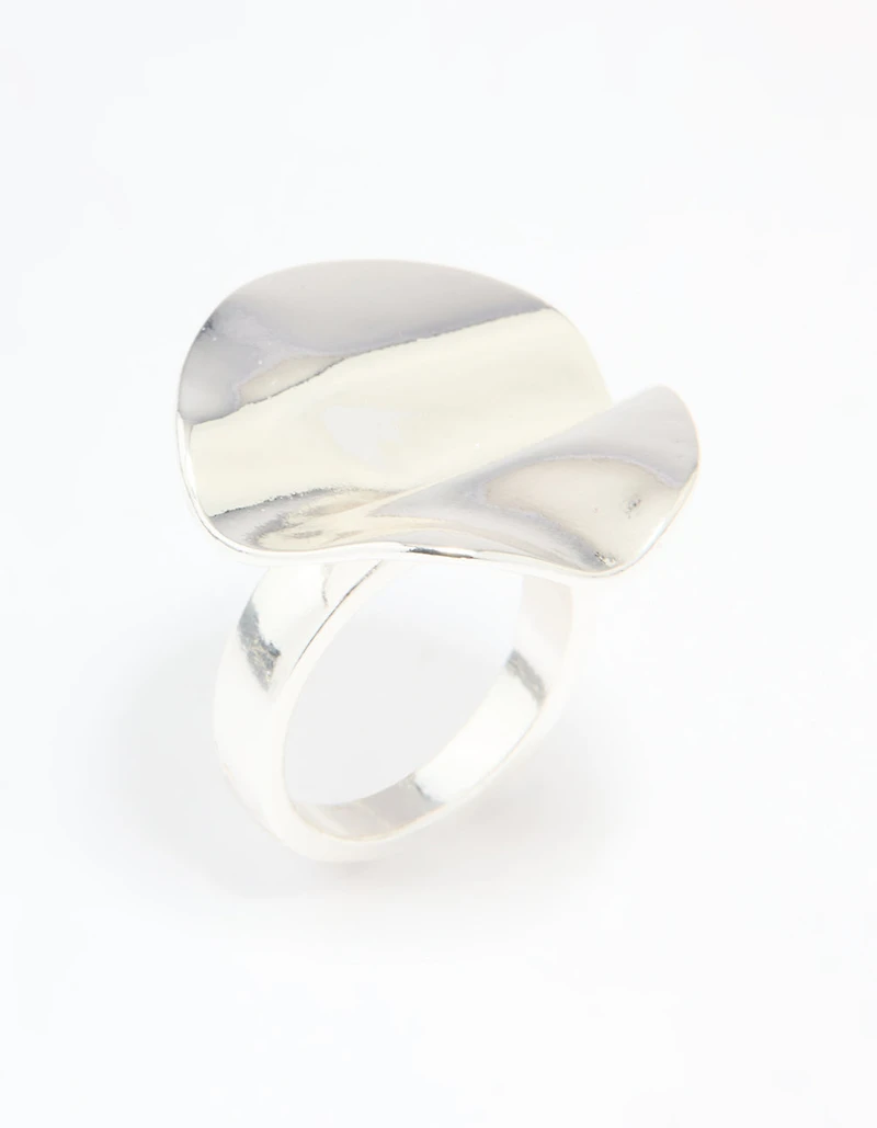 Silver Plated Textured Circle Ring