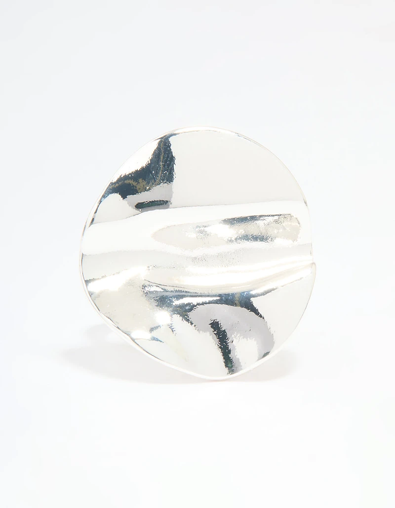 Silver Plated Textured Circle Ring