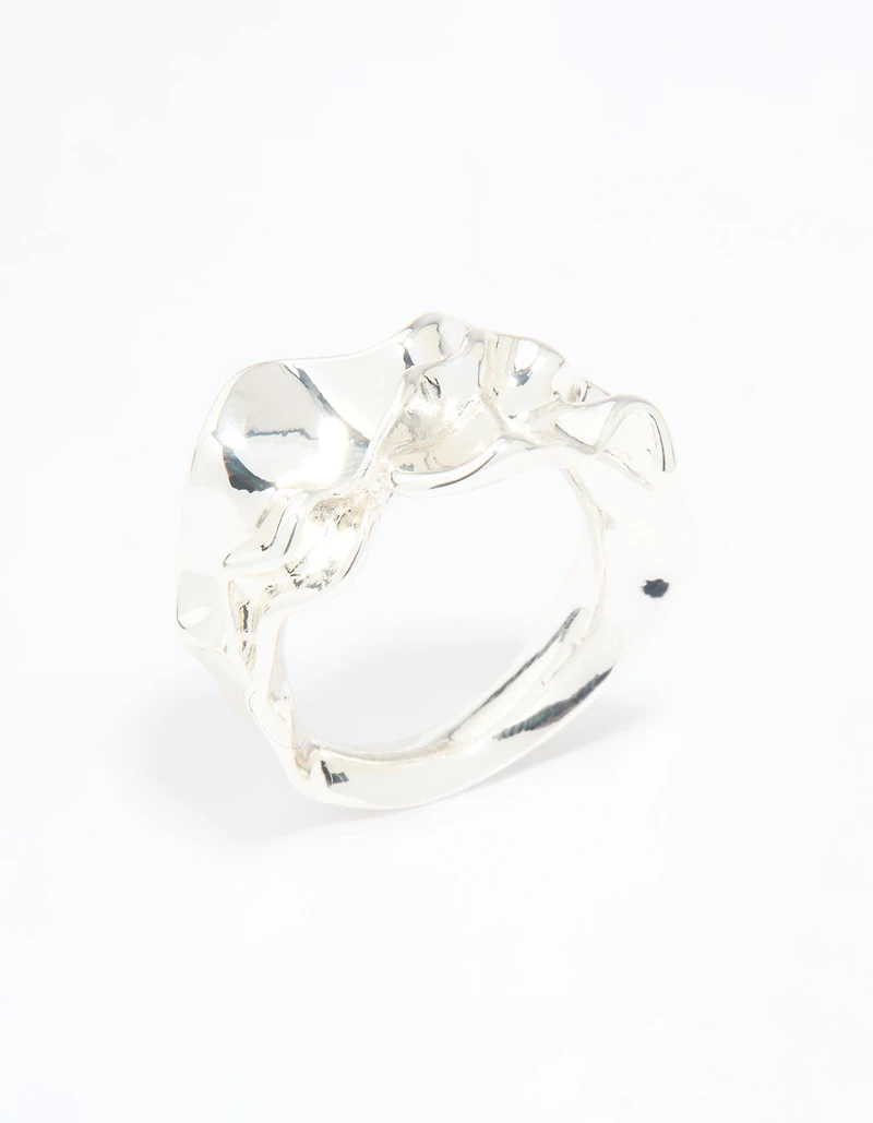 Silver Plated Molten Band Ring